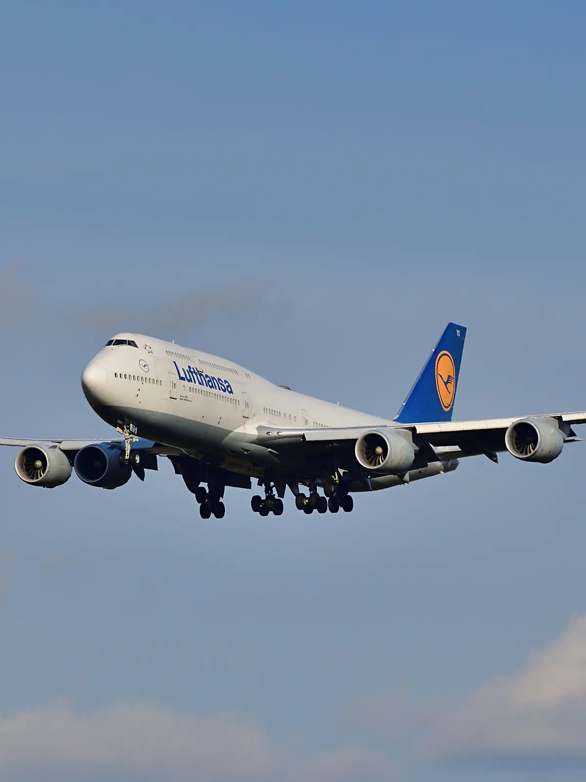 Landende Boeing 747 der Lufthansa am Frankfurter Flughafen Fraport.