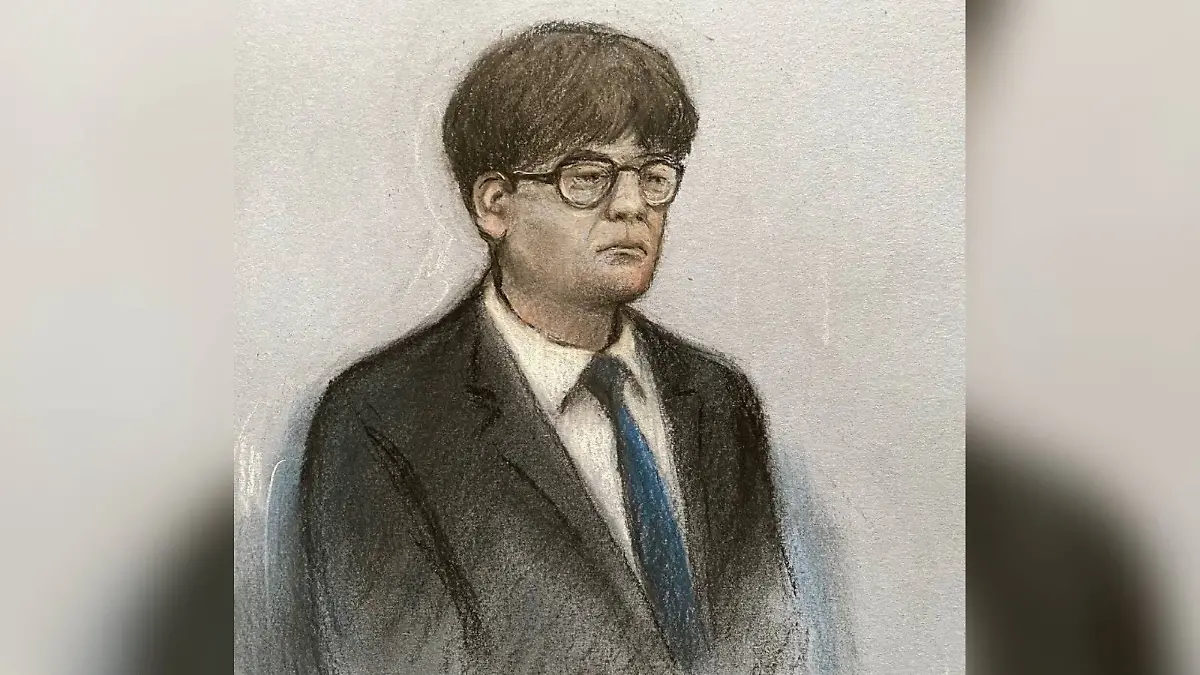 Gerichtszeichnung des Serienvergewaltigers Zhenhao Zou 