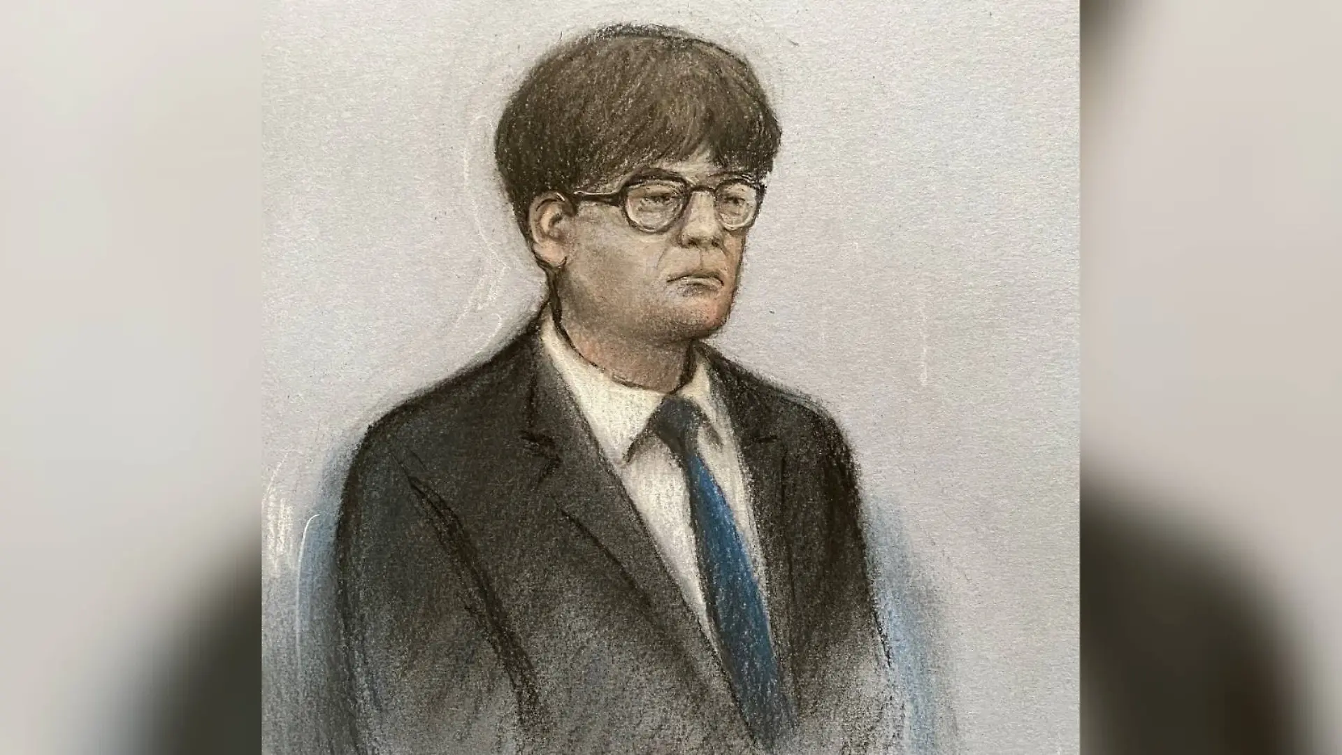 Gerichtszeichnung des Serienvergewaltigers Zhenhao Zou 