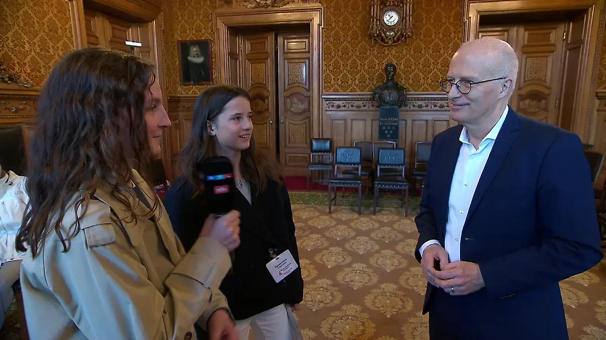 Nachwuchsreporter treffen den Ersten Bürgermeister Zukunftstag in Hamburg