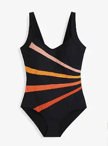 Shape-Badeanzug mit starker Formkraft in Schwarz/Orange