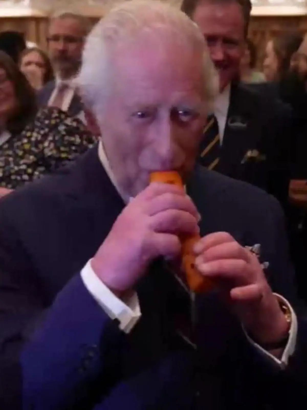 Bild zu: "Flotte Flöte! Plötzlich spielt König Charles auf einer Möhre"