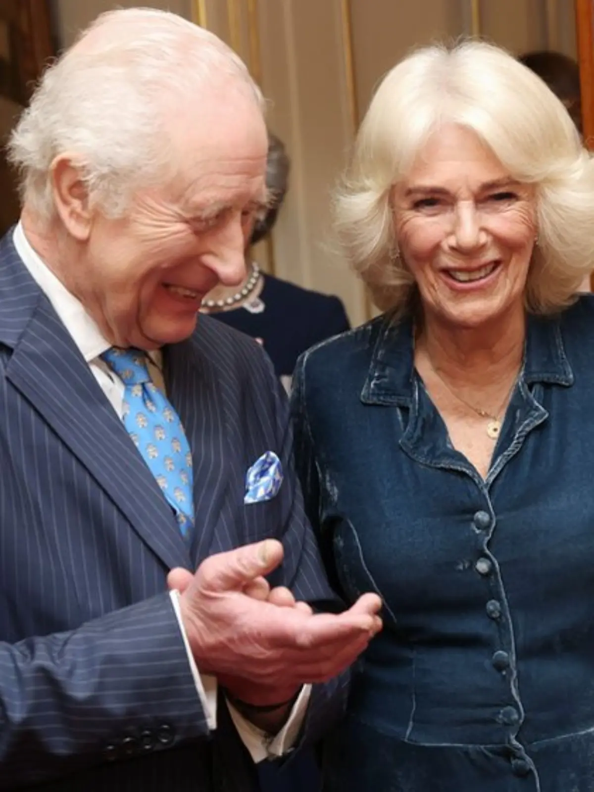 König Charles und Königin Camilla während eines Empfangs im März