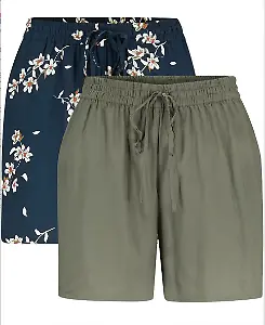 Viskose-Shorts mit Bindegürtel (Zweier-Pack)