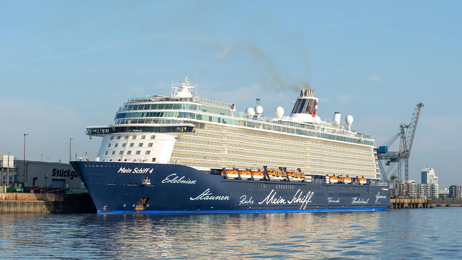 Bremerhaven, Germany - September 15, 2020: Cruise ship Mein Schiff 4 anchored at Eurogate cruise ship terminal