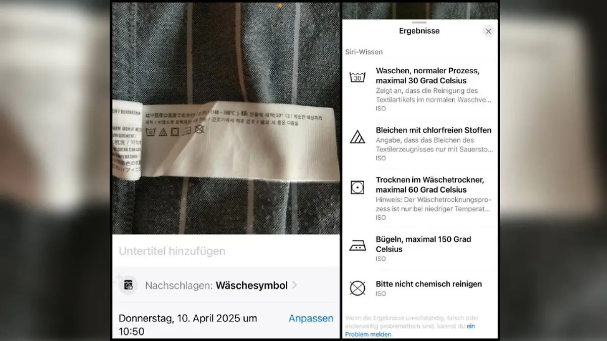Über die Informationen zu einem Bild könnt ihr ganz einfach herausfinden, was welches Wäschesymbol bedeutet.