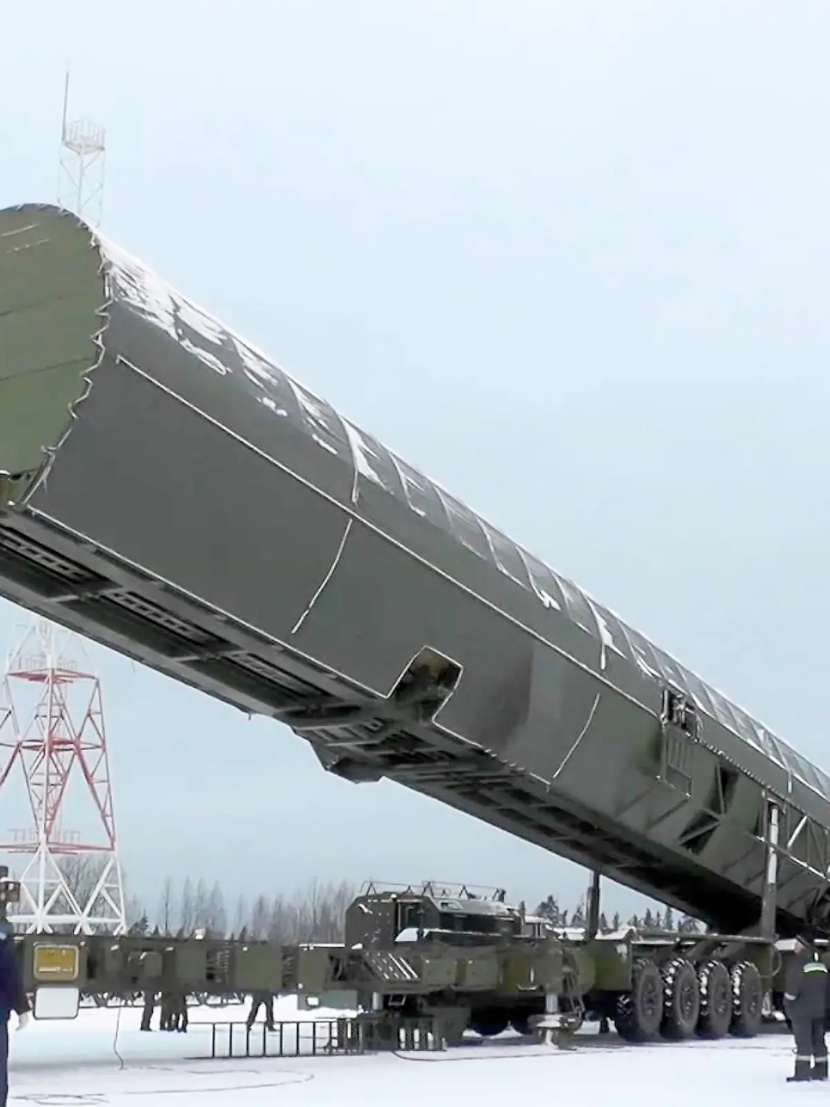 In this video grab provided by RU-RTR Russian television via AP television on Thursday, March 1, 2018, Russia's new Sarmat intercontinental missile is shown at an undisclosed location in Russia. President Vladimir Putin declared Thursday that Russia has developed a range of new nuclear weapons, claiming they can't be intercepted by enemy. (RU-RTR Russian Television via AP)