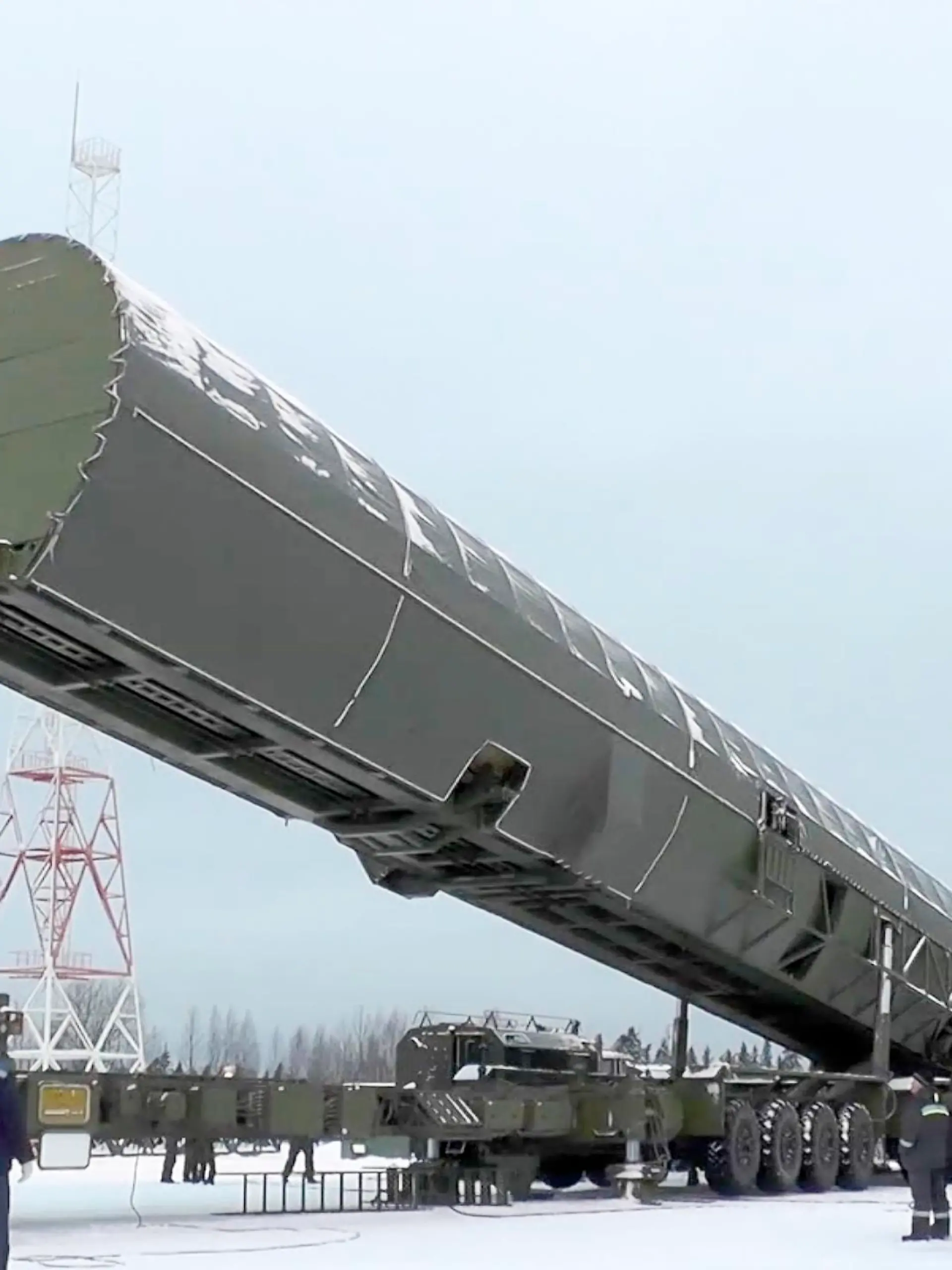In this video grab provided by RU-RTR Russian television via AP television on Thursday, March 1, 2018, Russia's new Sarmat intercontinental missile is shown at an undisclosed location in Russia. President Vladimir Putin declared Thursday that Russia has developed a range of new nuclear weapons, claiming they can't be intercepted by enemy. (RU-RTR Russian Television via AP)
