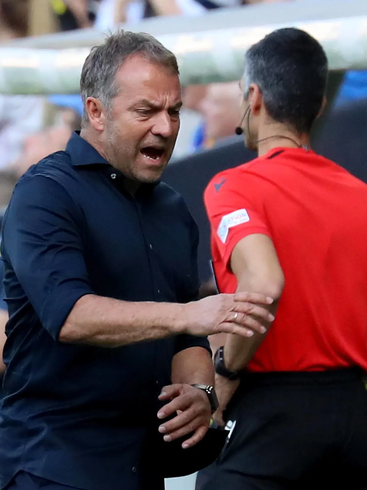 12.06.2023, xgox, Fussball Länderspiel, Deutschland - Ukraine emspor, v.l. Trainer Hans-Dieter Hansi Flick Deutsche Fussball Nationalmannschaft DFB gestikuliert gibt Anweisungen mit den Armen gestikulieren gives instructions, gesticulate. DFL/DFB REGULATIONS PROHIBIT ANY USE OF PHOTOGRAPHS as IMAGE SEQUENCES and/or QUASI-VIDEO Bremen *** 12 06 2023, xgox, international football match, germany ukraine emspor, v l coach hans dieter hansi flick german national football team DFB gesticulate gives instructions with arms gesticulate gives instructions, gesticulate DFL DFB REGULATES PROHIBIT ANY USE OF PHOTOGRAPHS AS IMAGE SEQUENCES AND OR QUASI VIDEO Bremen