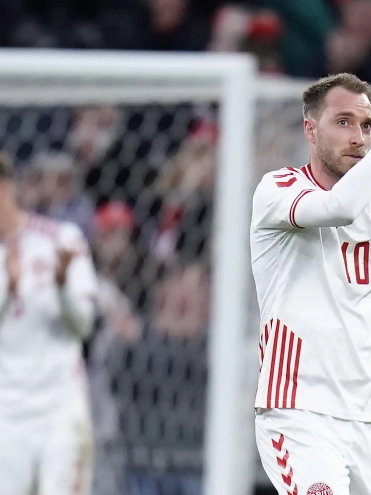 Denmark's Christian Eriksen is replaced. The friendly match between Denmark and Serbia in the Park, Copenhagen, Tuesday 29 March 2022. (Photo: Liselotte Sabroe / Scanpix 2022)