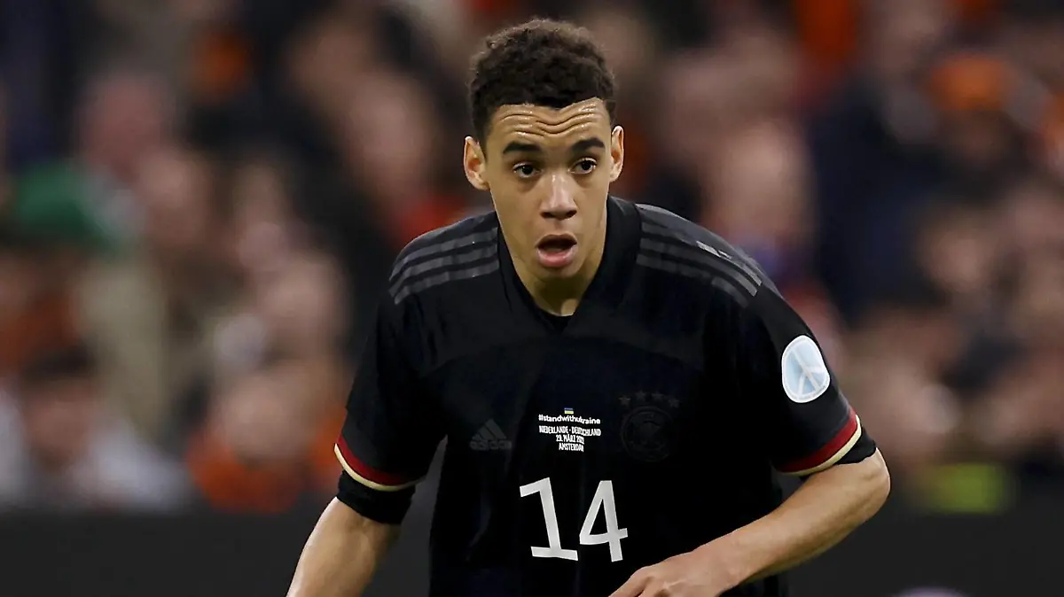AMSTERDAM - Jamal Musiala of Germany during the friendly match between the Netherlands and Germany at the Johan Cruijff ArenA on March 29, 2022 in Amsterdam, Netherlands. ANP MAURICE VAN STEEN International Friendly, Länderspiel, Nationalmannschaft 2021/2022 xVIxANPxSportx/xxANPxIVx *** AMSTERDAM Jamal Musiala of Germany during the friendly match between the Netherlands and Germany at the Johan Cruijff ArenA on March 29, 2022 in Amsterdam, Netherlands ANP MAURICE VAN STEEN International Friendly 2021 2022 xVIxANPxSportx xxANPxIVx 446289630 originalFilename: 446289630.jpg 