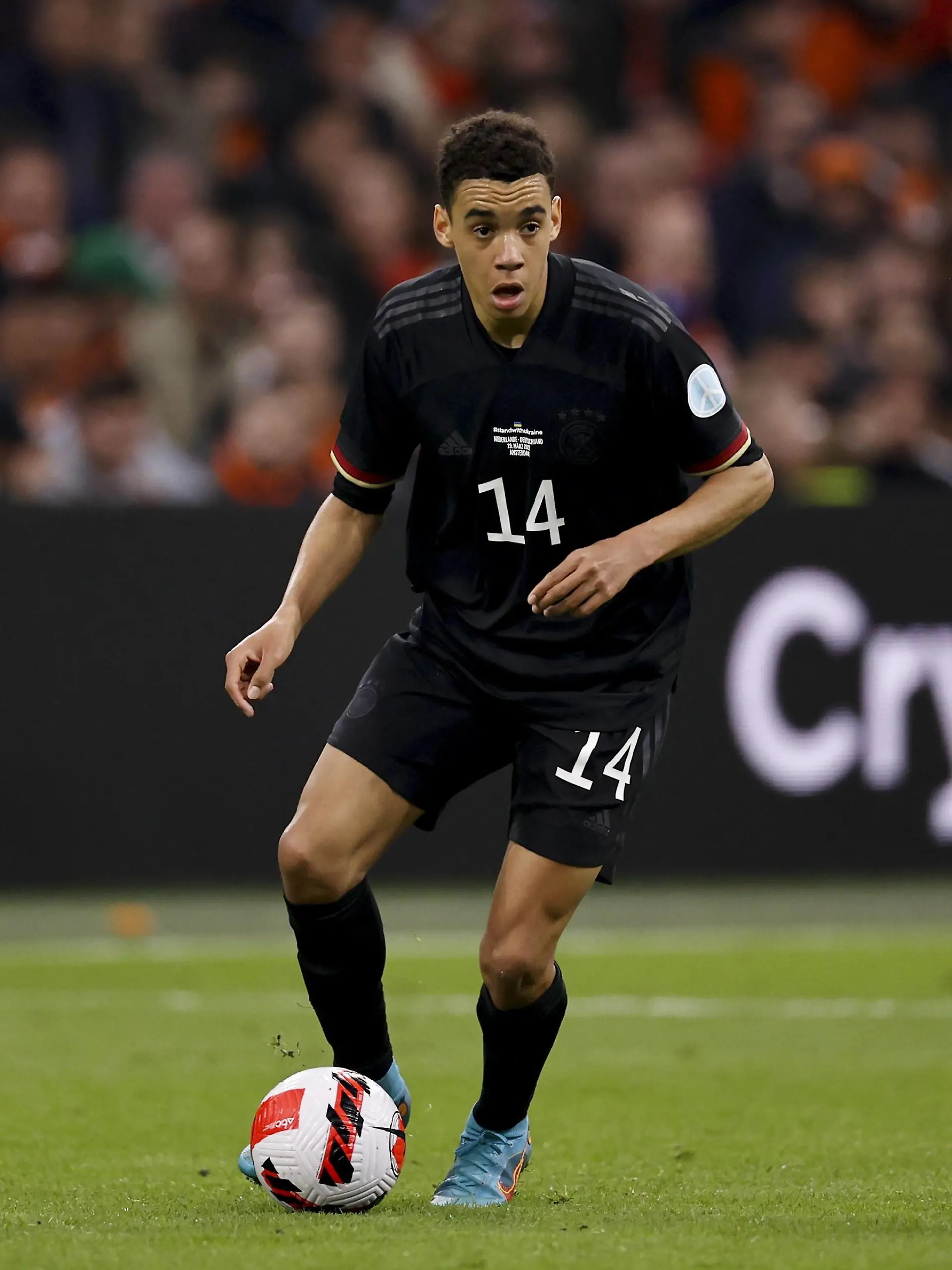 AMSTERDAM - Jamal Musiala of Germany during the friendly match between the Netherlands and Germany at the Johan Cruijff ArenA on March 29, 2022 in Amsterdam, Netherlands. ANP MAURICE VAN STEEN International Friendly, Länderspiel, Nationalmannschaft 2021/2022 xVIxANPxSportx/xxANPxIVx *** AMSTERDAM Jamal Musiala of Germany during the friendly match between the Netherlands and Germany at the Johan Cruijff ArenA on March 29, 2022 in Amsterdam, Netherlands ANP MAURICE VAN STEEN International Friendly 2021 2022 xVIxANPxSportx xxANPxIVx 446289630 originalFilename: 446289630.jpg 