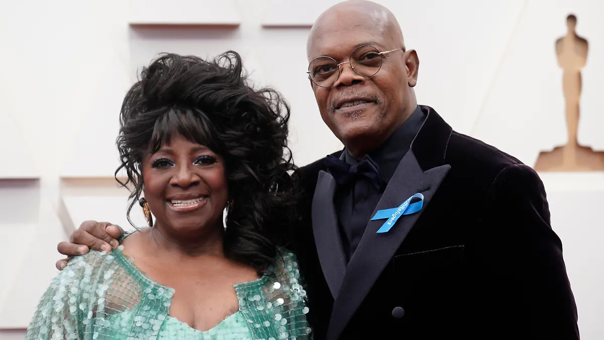 28.03.2022, USA, Los Angeles: LaTanya Richardson Jackson und Samuel L. Jackson kommen zur 94. Verleihung der Academy Awards in Hollywood. Foto: Jae C. Hong/Invision/AP/dpa +++ dpa-Bildfunk +++
