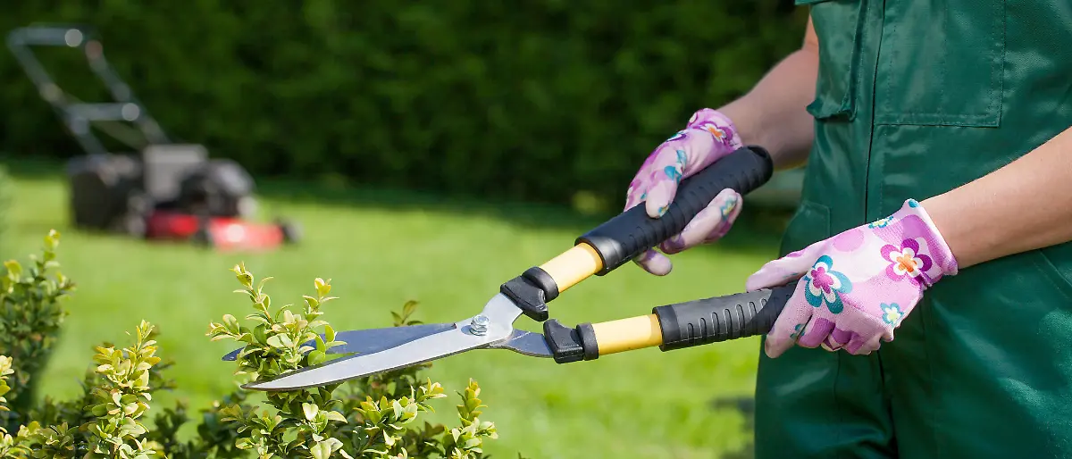 Young woman working in the garden.