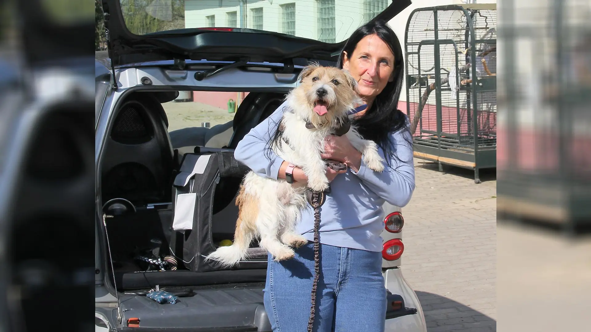 Bild von Hund Eddie mit seinem neuen Frauchen Susanne aus dem Saarland