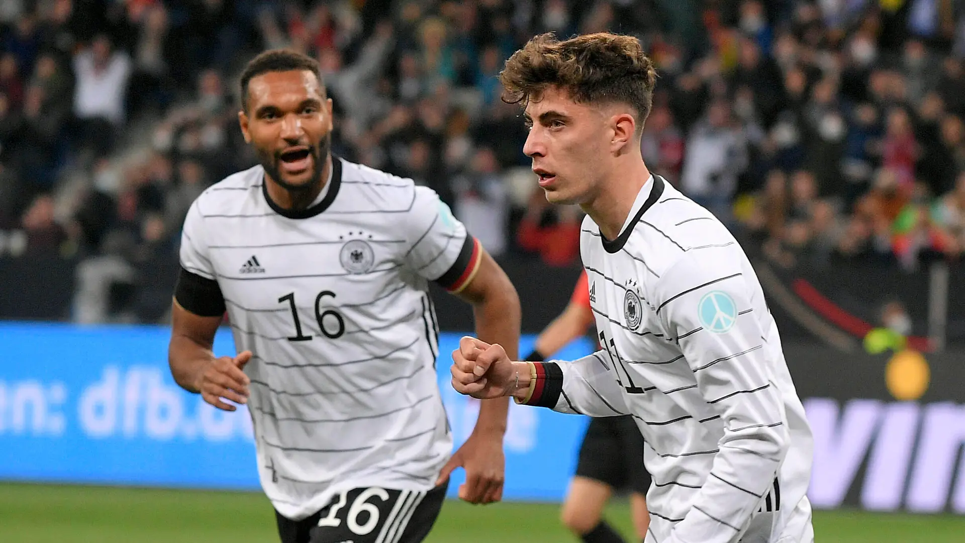26.03.2022, Fussball Freundschafts-Länderspiel, Deutschland - Israel, in Sinsheim. Torjubel v.l. Jonathan Tah Deutschland und Kai Havertz Deutschland *** 26 03 2022, football friendly international match, Germany Israel, in Sinsheim goal celebration v l Jonathan Tah Germany and Kai Havertz Germany