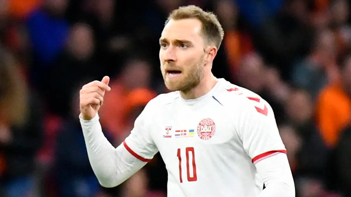 Soccer Football - International Friendly - Netherlands v Denmark - Johan Cruijff ArenA, Amsterdam, Netherlands - March 26, 2022 Denmark's Christian Eriksen comes in as a substitute after his incident at the Euro 2020 REUTERS/Piroschka Van De Wouw