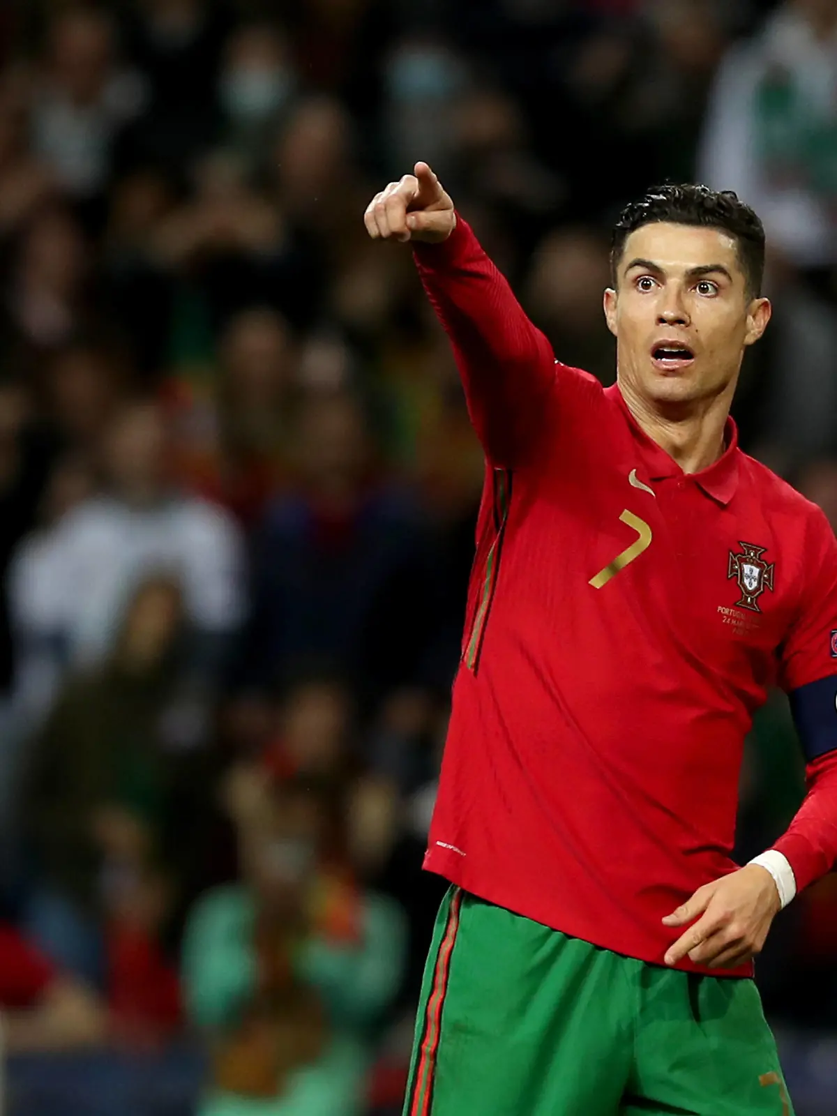  Portugal v Turkey: Knockout Round Play-Offs - 2022 FIFA World Cup, WM, Weltmeisterschaft, Fussball Qualifier Portugal s forward Cristiano Ronaldo reacts during the 2022 FIFA World Cup Qualifier knockout round play-off football match between Portugal and Turkey at the Dragao stadium in Porto, Portugal, on March 24, 2022. Porto Portugal PUBLICATIONxNOTxINxFRA Copyright: xPedroxFiuzax originalFilename:fiuza-portugal220324_npFax.jpg