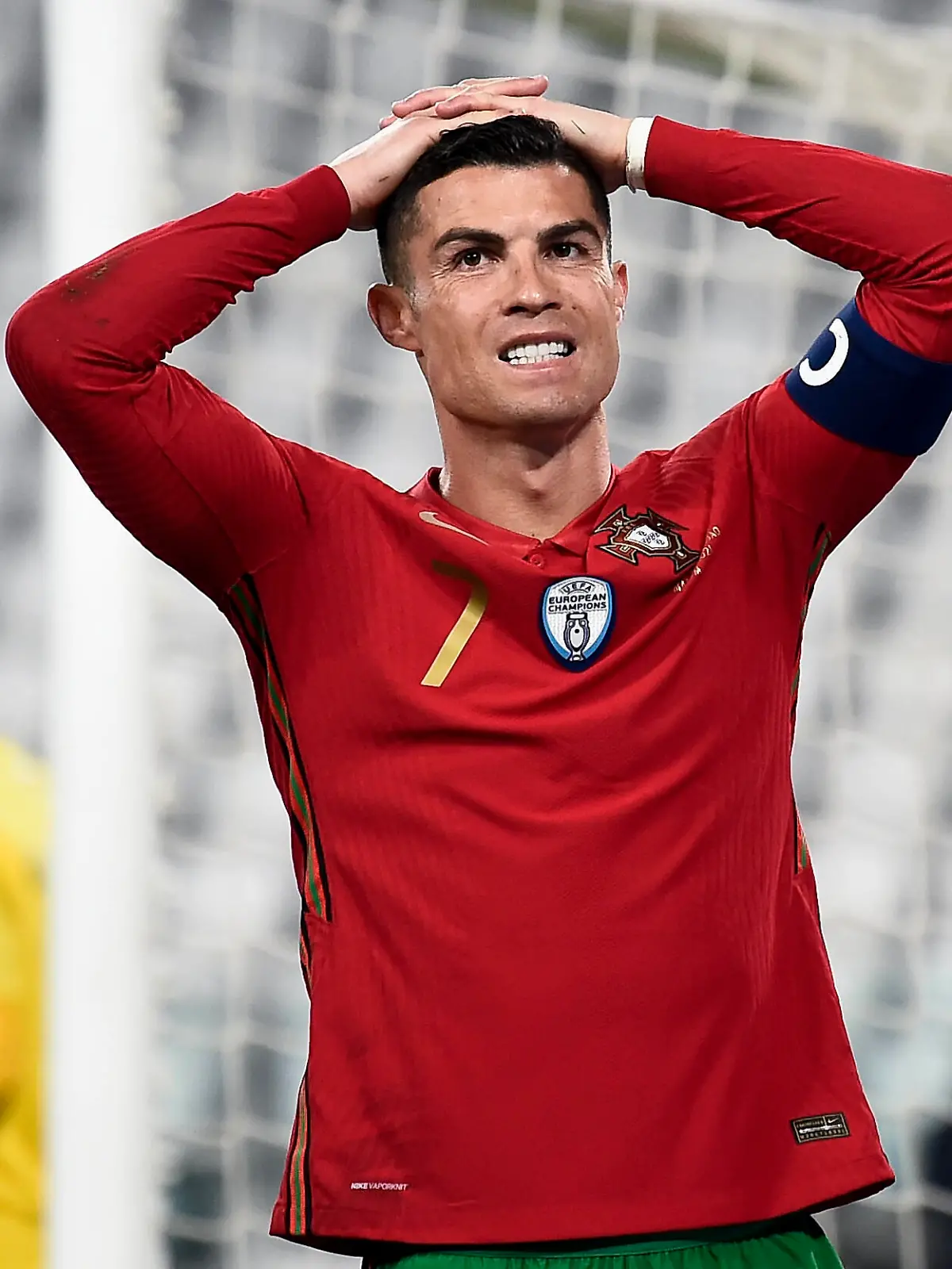  Portugal v Azerbaijan - FIFA World Cup, WM, Weltmeisterschaft, Fussball 2022 Qatar Qualifier Cristiano Ronaldo of Portugal looks dejected during the FIFA World Cup 2022 Qatar qualifying football match between Portugal and Azerbaijan. Portugal face Azerbaijan at a neutral venue in Turin behind closed doors to prevent the spread of Covid-19 variants. Portugal won 1-0 over Azerbaijan. Turin Italy Copyright: xNicolxCampox