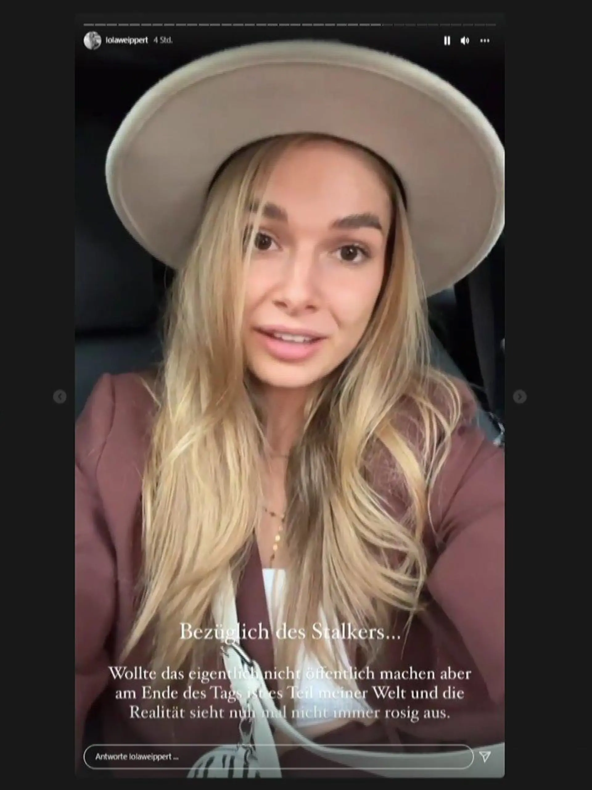 Lola Weippert sprach in ihrer Instagram-Story ausführlich über die Begegnung mit einem Stalker.