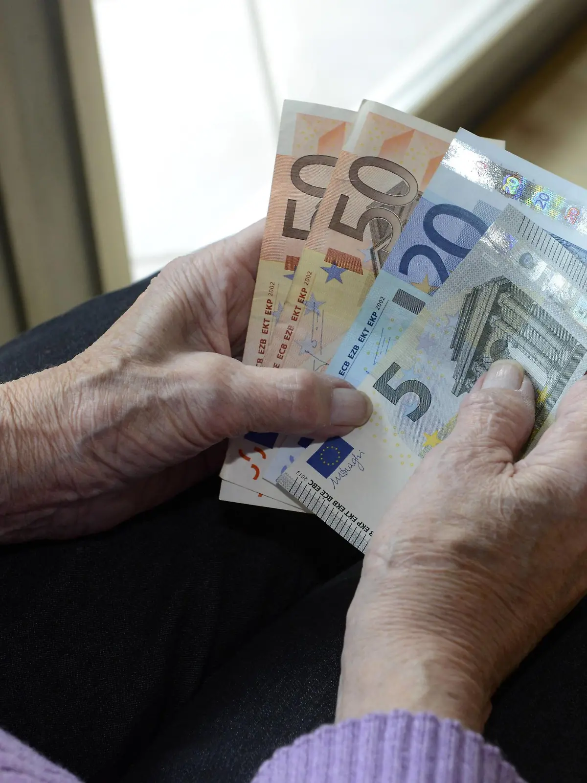 Rentnerin, Haende, Geld, Euro Rentnerin Haende Geld Euro  