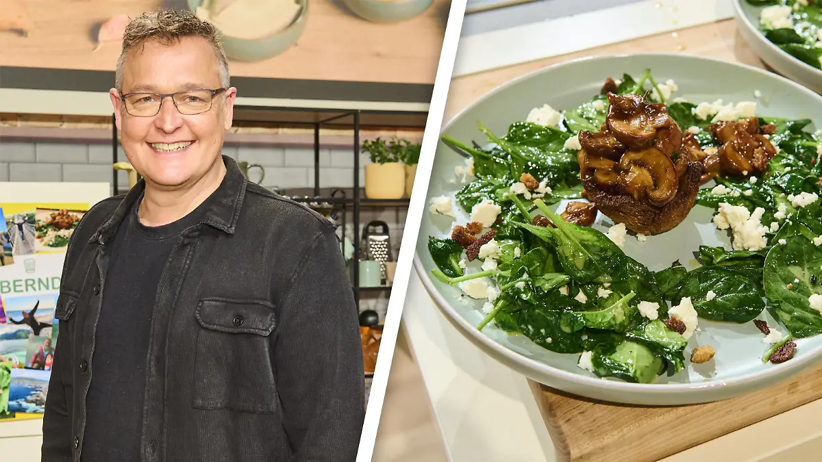 Bernd Fuchs' Spinatsalat mit Champignons und Schafkäse