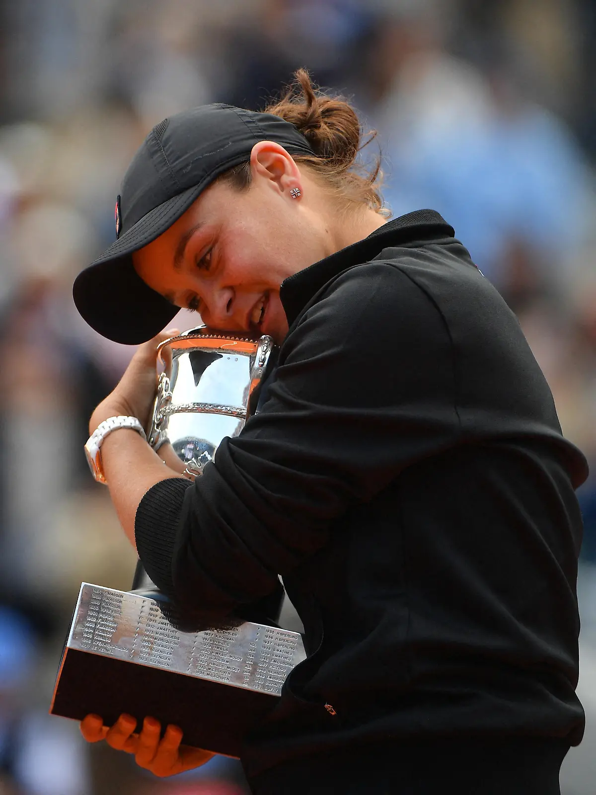 File photo dated June 8, 2019 of Australia's Ashleigh Barty poses with the trophy Suzanne Lenglen after winning against Czech Republic's Marketa Vondrousova at the end of the women's singles final match on day fourteen of The Roland Garros 2019 French Open tennis tournament in Paris, France. Ash Barty, the world No 1, has stunned the tennis world by announcing her retirement from the sport at the age of 25. An emotional Barty delivered the bombshell news in an interview with Casey Dellacqua via her social media channels on Wednesday. Photo by Christian Liewig/ABACAPRESS.COM