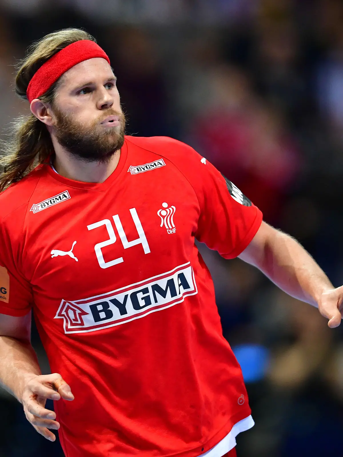25.01.2019, Hamburg: Handball: WM, Frankreich - Dänemark, Finalrunde, Halbfinale. Dänemarks Mikkel Hansen wurde zum "Spieler des Spiels" gewählt. Foto: Soeren Stache/dpa +++ dpa-Bildfunk +++