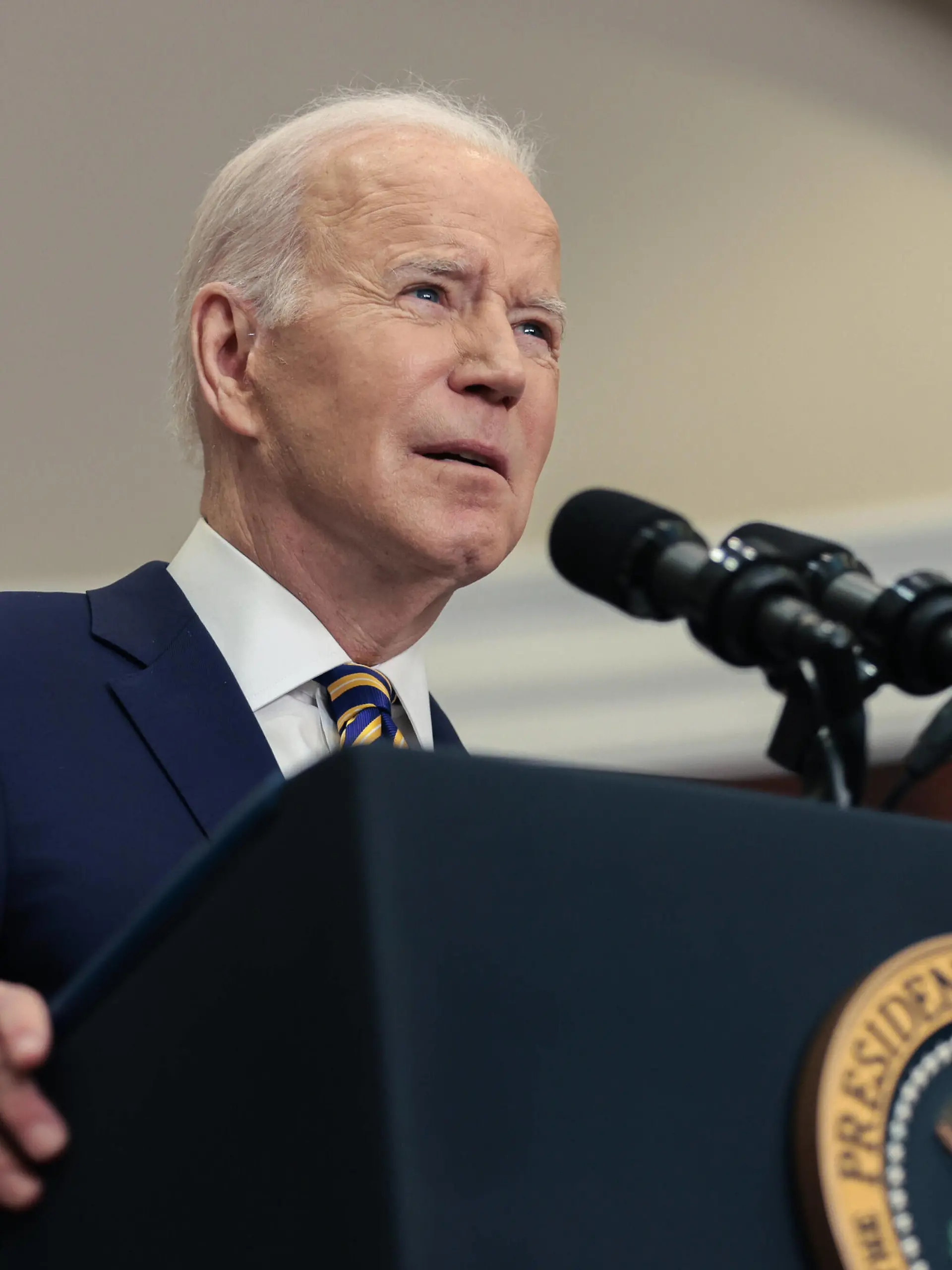 President Joe Biden announces actions to continue to hold Russia accountable for its war on Ukraine in the Roosevelt Room of the White House on March 8, 2022 in Washington, DC. The Biden administration has called Russia s attack on the Ukraine unprovoked and unjustified. PUBLICATIONxINxGERxSUIxAUTxHUNxONLY WAX20220308903 OliverxContreras