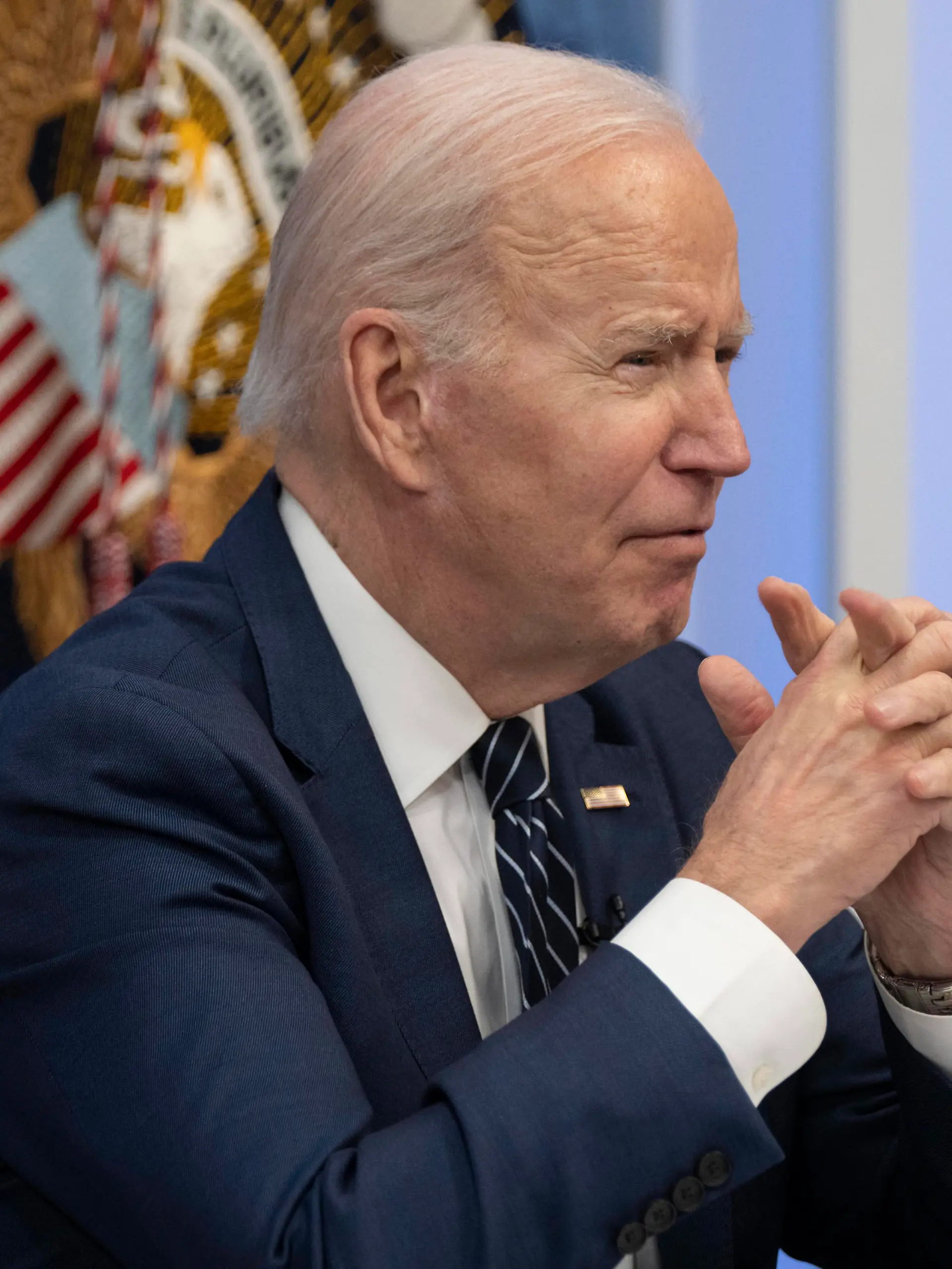 United States President Joe Biden meets with researchers and patients to discuss ARPA-H, a new health research agency dealing with curing cancer and other health innovations in the South Court Auditorium at the White House in Washington, DC on Friday March 18, 2022. PUBLICATIONxNOTxINxUSA Copyright: xChrisxKleponisx/xCNPx/MediaPunchx 