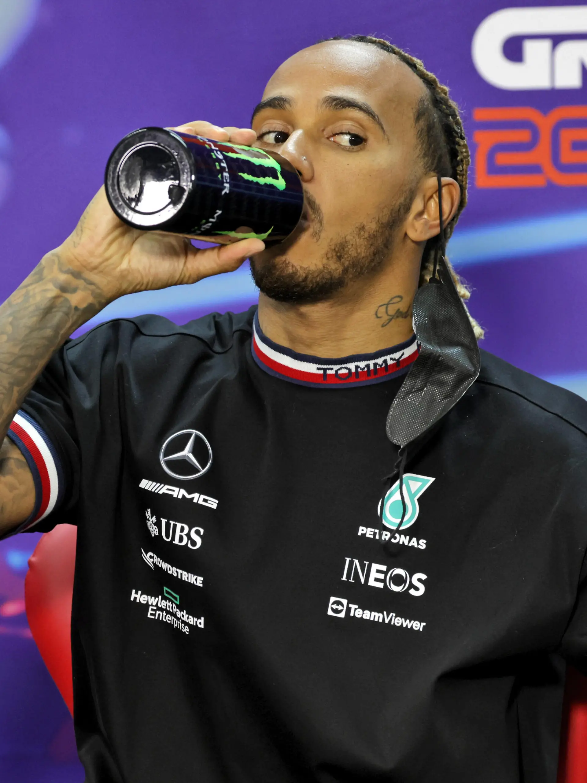 HAMILTON Lewis (gbr), Mercedes AMG F1 Team W13, portrait press conference during the Formula 1 Gulf Air Bahrain Grand Prix 2022, 1st round of the 2022 FIA Formula One World Championship, on the Bahrain International Circuit, from March 18 to 20, 2022 in Sakhir, Bahrain - Photo DPPI