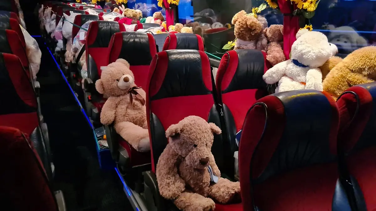 Story from Jam Press (Ukraine Teddy Delivery)

Pictured: Teddy bears aboard the Teddy Busz.

Man drives 3,000 TEDDY BEARS to Ukraine border to put smiles on refugee children's faces

A group of four men have taken unpaid leave of absence from their jobs in Somerset – in order to deliver a bus full of 3,000 teddy to Ukrainian children.

Two weeks ago, David Fricker 39, a train driver from Weston-super-Mare, was in Budapest helping with packing food and toiletry parcels and sorting clothing donations with the Hungarian Reform Charity at Nyugati railway station.

But the most emotional aspect of his time there was seeing the children arriving onto the platform with few possessions.

It sparked an idea to give them something beyond basic necessities: teddy bears.

“The thing which upset me most at the railway station was seeing the children arriving with nothing more than their school bag,” David told Jam Press.

“Yet the light on their faces from the few free teddy bears we could give them would melt the coldest heart.

“[Once back home in the UK], I had the brainwave of trying to get hold of a coach and a few friends, filling it with teddy bears and trying to bring some joy and comfort to the children.

“Trucks are in short supply now and in need for medicines and essential supplies at the borders. The biggest thing I can drive is a coach. 

“I also wanted to have each bear with a label of love and support written by local children.”

After coming up with the idea – named the Teddy Busz – David got in touch with friends in the transport industry and was able to secure a 53-seater bus.

Just 10 days later, he set off on Sunday (13 March) for Hungary, where he will deliver the toys and other supplies including children's clothing.

He is joined by Mike Sherston, 42, who also works as a train driver, Neil Sansam, 41, a telecoms engineer, and Adam Smith, 38, who works as an NHS training coordinator – with all four men taking unpaid leave from work fo