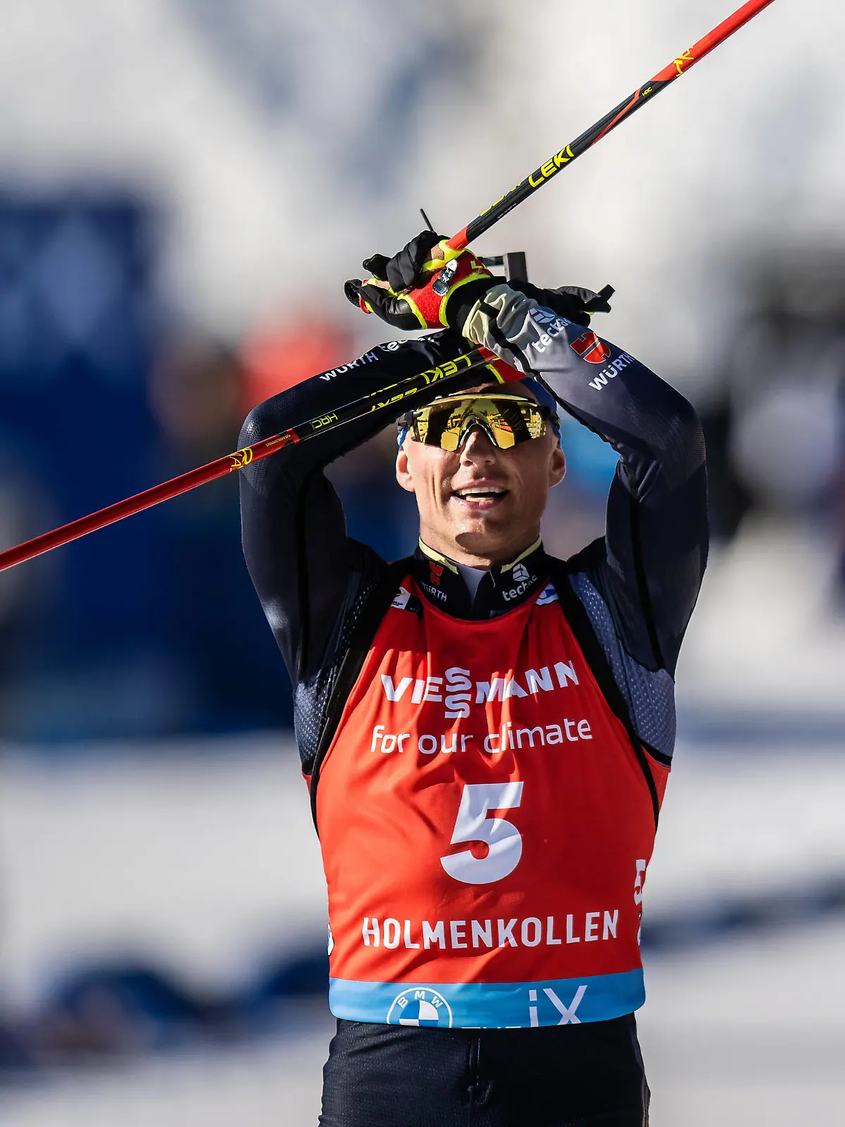  220319 Erik Lesser of Germany celebrates after competing in men s 12,5 km biathlon pursuit during the IBU World Cup on March 19, 2022 in Oslo. Photo: Jon Olav Nesvold / BILDBYRAN / COP 217 / JE0051 skidskytte biathlon skiskyting ibu world cup holmenkollen men s pursuit bbeng jaktstart pursuit jubel *** 220319 Erik Lesser of Germany celebrates after competing in men s 12.5 km biathlon pursuit during the IBU World Cup on March 19, 2022 in Oslo Photo Jon Olav Nesvold BILDBYRAN COP 217 JE0051 biathlon biathlon biathlon ibu world cup holmenkollen men s pursuit bbeng jaktstart pursuit cheers, PUBLICATIONxNOTxINxSWExNORxAUT Copyright: JONxOLAVxNESVOLD BB220319JE122