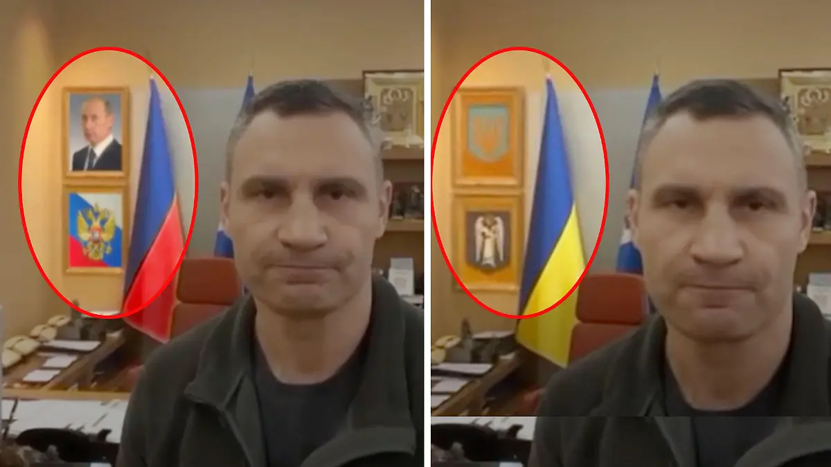Collage aus Screenshot aus einem Video von Vitali Klitschko in seinem Büro