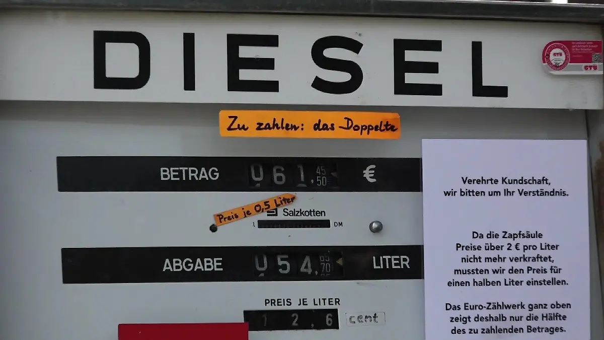 Die Zapfsäulen zeigen Preise um einen Euro.