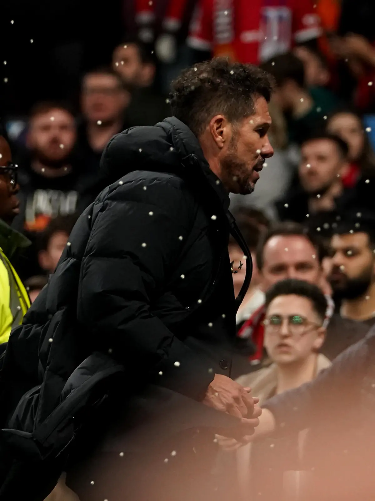 Manchester United v Atletico Madrid - UEFA Champions League - Round of Sixteen - Second Leg - Old Trafford. EDITORS NOTE GESTURE Atletico Madrid manager Diego Simeone after the UEFA Champions League round of sixteen second leg match at Old Trafford, Manchester. Picture date: Tuesday March 15, 2022. See PA story SOCCER Man Utd. Photo credit should read: Martin Rickett/PA Wire. RESTRICTIONS: Use subject to restrictions. Editorial use only, no commercial use without prior consent from rights holder. URN:65870646