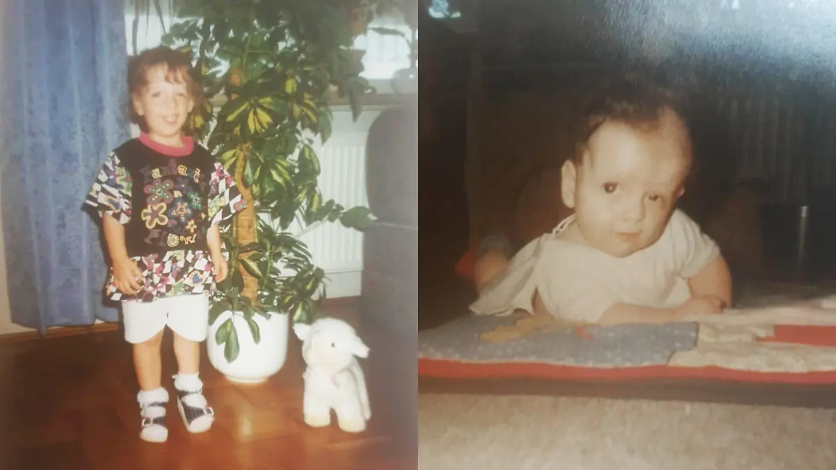 Sabrina Hillermeier als Baby und Kind.