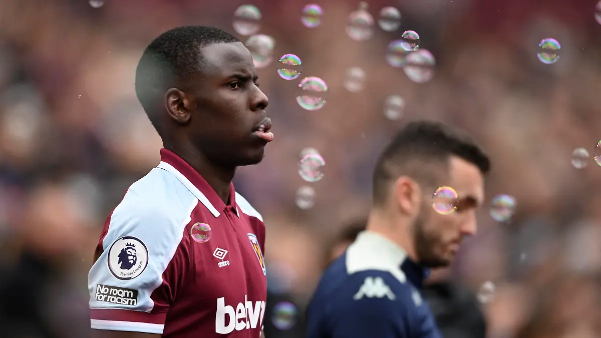 Soccer Football - Premier League - West Ham United v Aston Villa - London Stadium, London, Britain - March 13, 2022 West Ham United's Kurt Zouma before the match REUTERS/Tony Obrien EDITORIAL USE ONLY. No use with unauthorized audio, video, data, fixture lists, club/league logos or 'live' services. Online in-match use limited to 75 images, no video emulation. No use in betting, games or single club /league/player publications.  Please contact your account representative for further details.