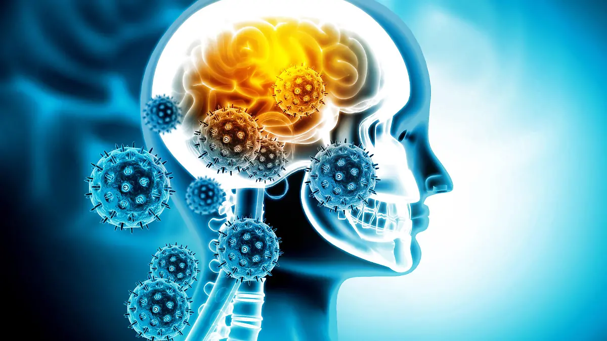 Brain viral infection 3d illustration