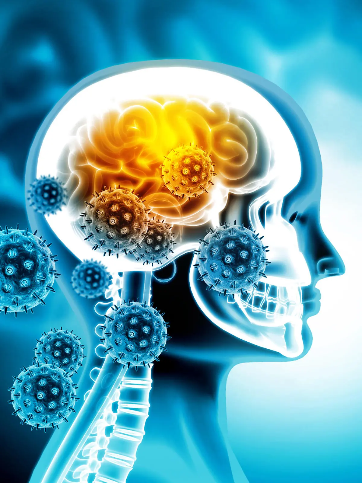 Brain viral infection 3d illustration