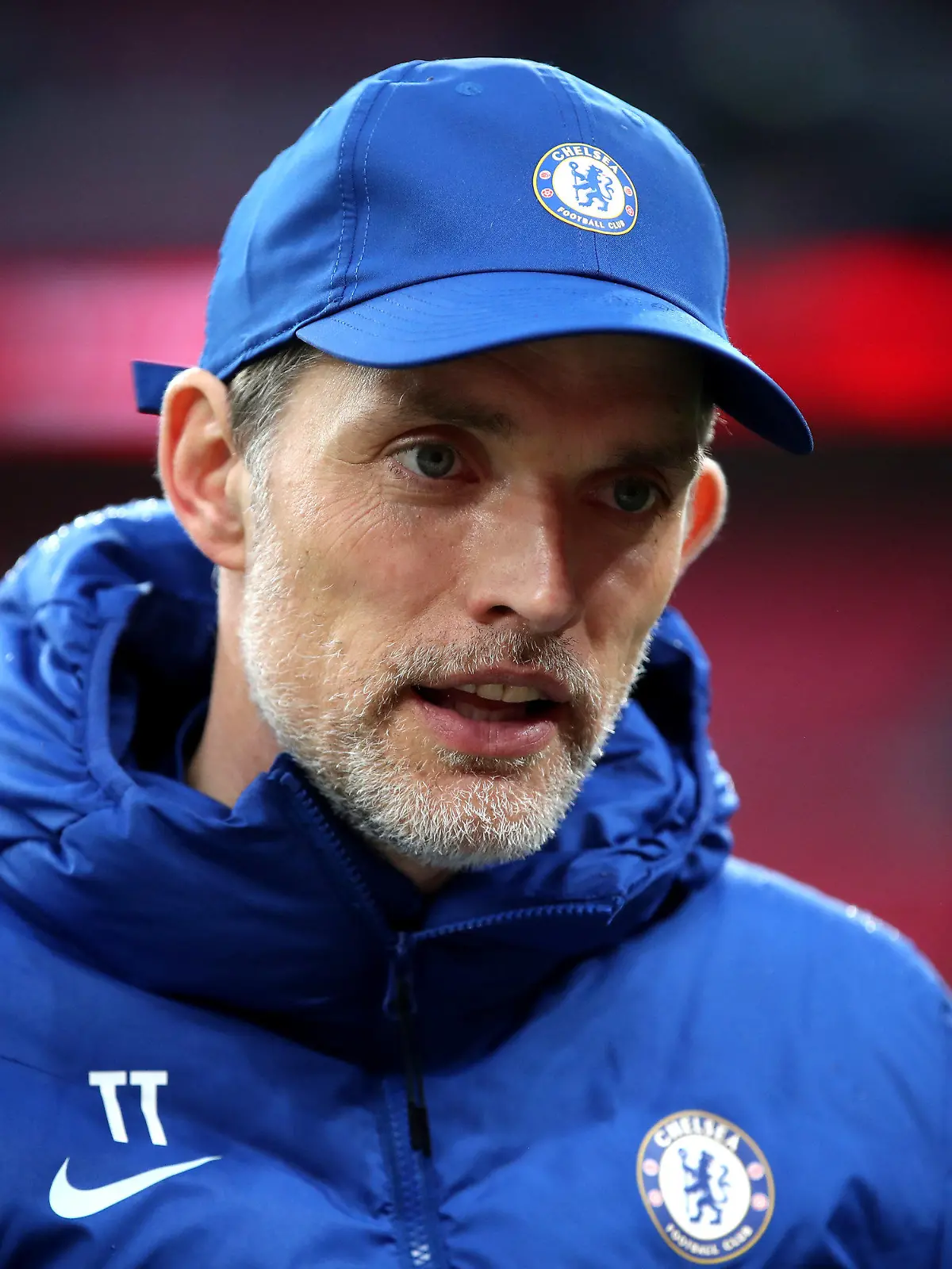 ARCHIV - 15.05.2021, Großbritannien, London: Fußball: FA-Cup England, Finale, Leicester City - FC Chelsea. Chelseas Trainer Thomas Tuchel wird nach dem Spiel interviewt. Tuchel bedauert Lionel Messis Weggang vom FC Barcelona.(zu dpa «Existenzangst beim FC Chelsea - Tuchel im Sommer vor dem Absprung?») Foto: Nick Potts/PA Wire/dpa +++ dpa-Bildfunk +++