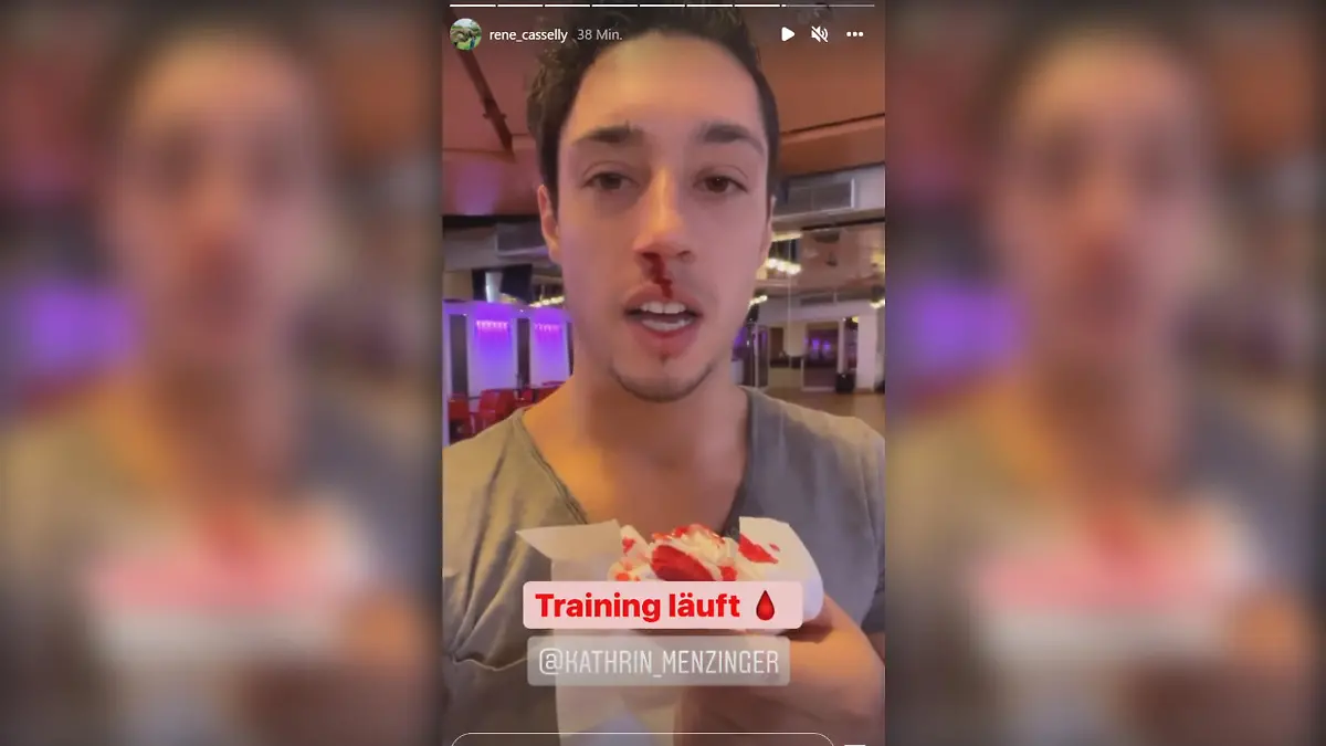 Auch René Casselly muss beim „Let's Dance“-Training einstecken. Quelle: instagram/rene_casselly