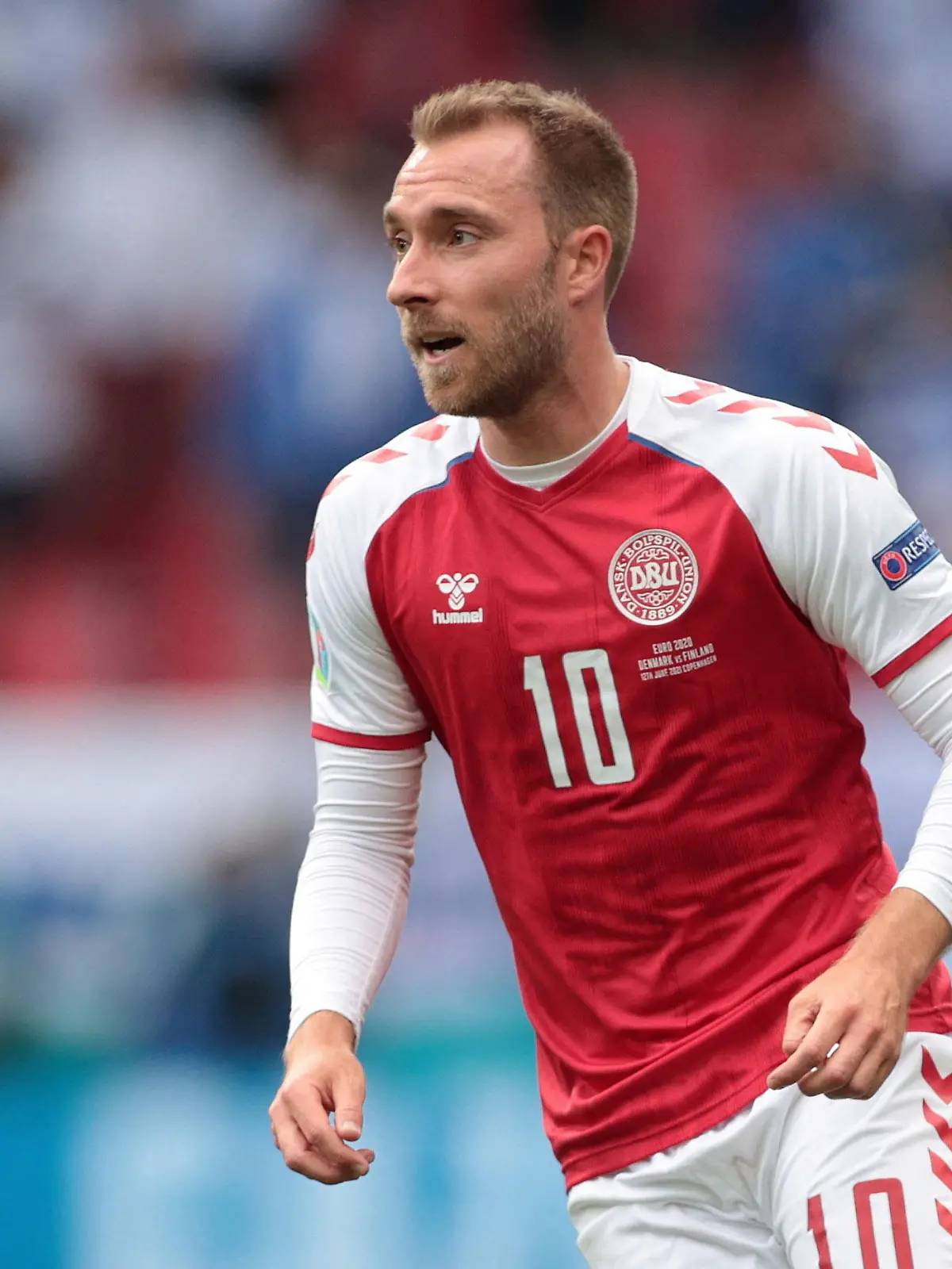 FILE PHOTO: Soccer Football - Euro 2020 - Group B - Denmark v Finland - Parken Stadium, Copenhagen, Denmark - June 12, 2021 Denmark's Christian Eriksen during the match Pool via REUTERS/Hannah Mckay/File Photo