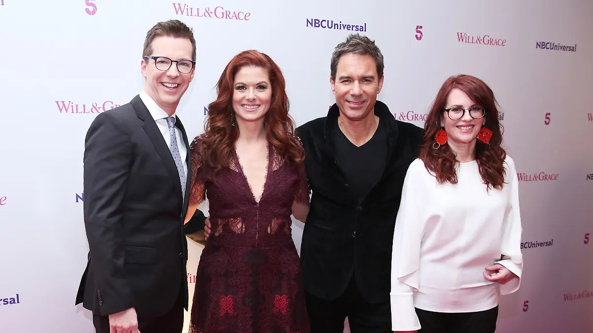 Will and Grace photocall - London. (from left to right) Sean Hayes, Debra Messing, Eric McCormack and Megan Mullally from the cast of Will & Grace, attend a photo call at BAFTA in London ahead of a special screening event for the forthcoming series of the show. Picture date: Thursday February 8, 2018. Photo credit should read: Isabel Infantes/PA Wire URN:34853796