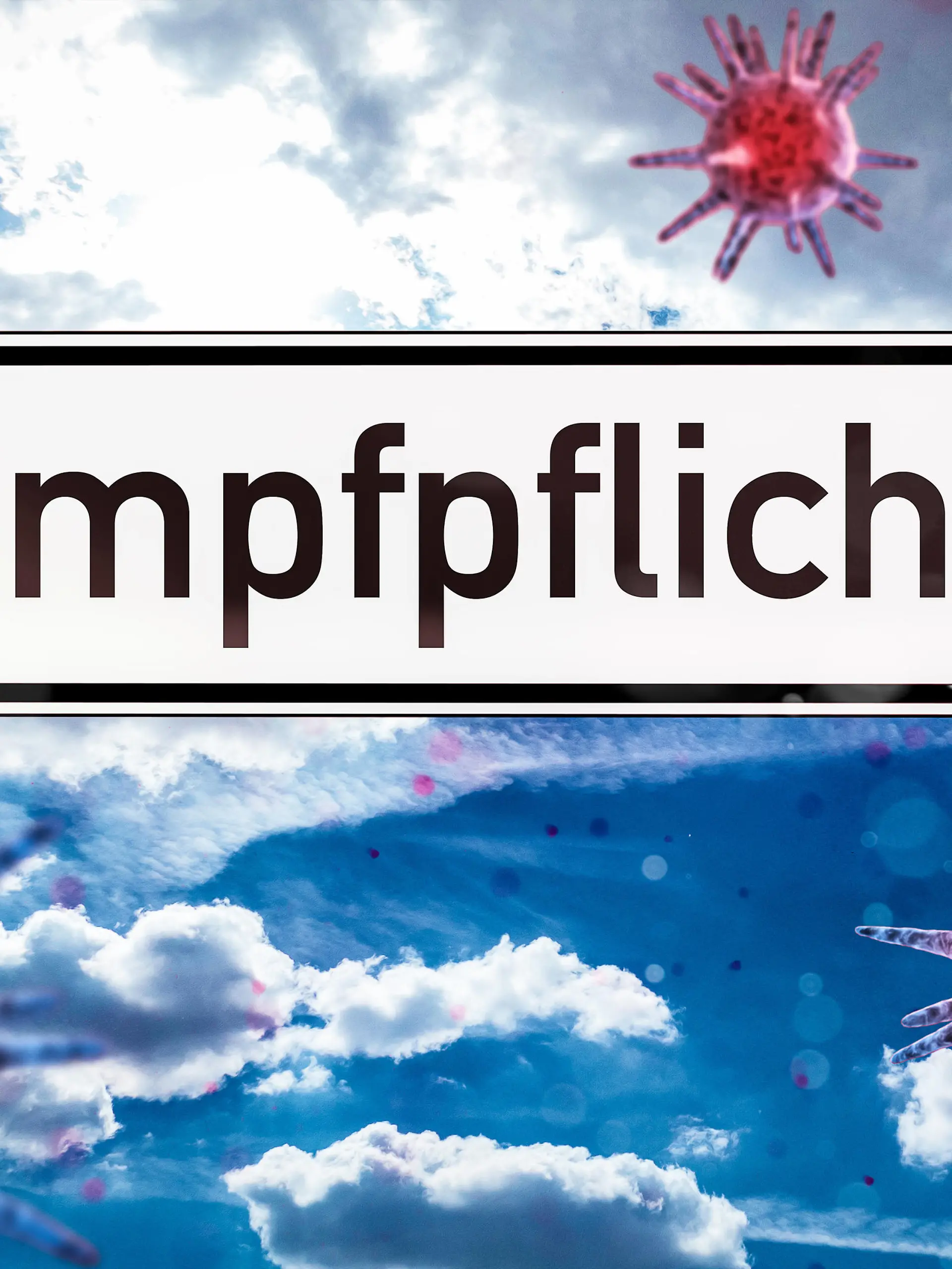 29 January 2022: Sign saying compulsory vaccination - Covid 19 coronavirus compulsory vaccination symbol image - PHOTOMONTAGE *** Schild mit der Aufschrift Impfpflicht - Covid 19 Coronavirus Pflicht zur Impfung Symbolbild - FOTOMONTAGE 