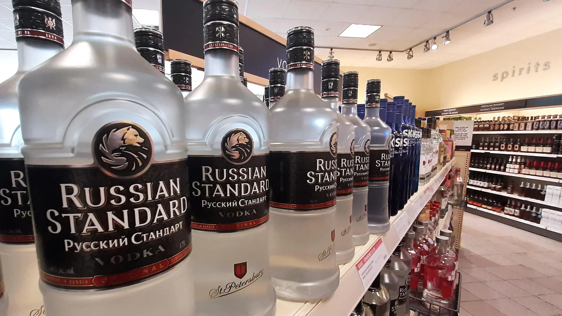 Bottles of Russian Standard Vodka are seen in a LCBO store in Ottawa, Ontario, Canada, February 25, 2022. REUTERS/Patrick Doyle