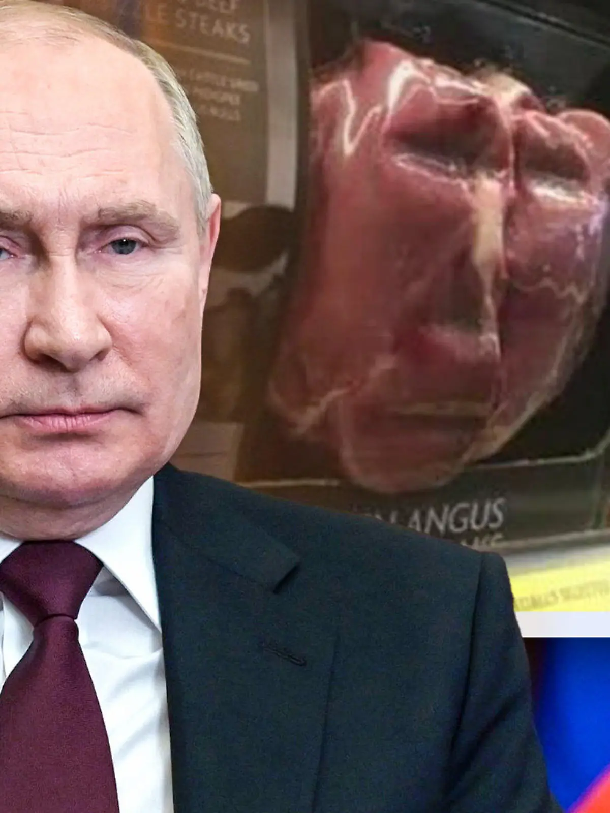 Das Fleisch in einem Discounter sieht aus wie das Gesicht von Wladimir Putin