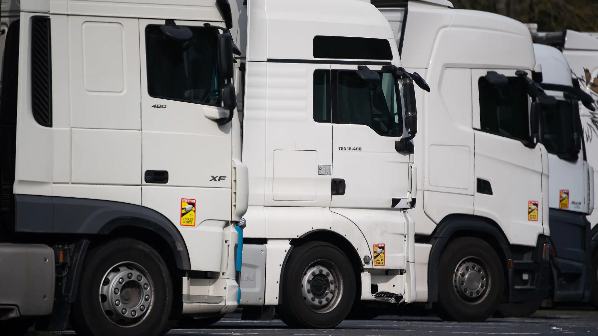 ARCHIV - 02.05.2021, Rheinland-Pfalz, Worms: Lastwagen stehen auf einer Rastanlage an der Autobahn 3. (zu dpa «Konkurrenz für deutsche Fuhrunternehmen? Polnische Spediteure zieht es nach Deutschland») Foto: Sebastian Gollnow/dpa +++ dpa-Bildfunk +++
