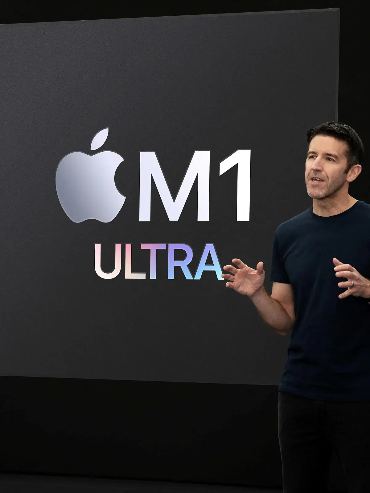 Apple senior vice president of Hardware Engineering John Ternus introduces M1 Ultra during a special event at Apple Park in Cupertino, California, U.S. broadcast on March 8, 2022.  Brooks Kraft/Apple Inc./Handout via REUTERS. NO RESALES. NO ARCHIVES. THIS IMAGE HAS BEEN SUPPLIED BY A THIRD PARTY.
