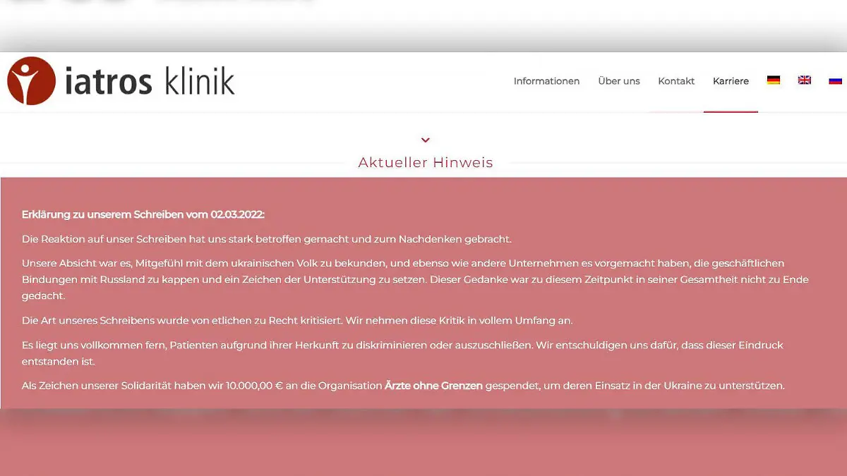 Die Privatklinik aus München äußerte sich nach der heftigen Kritik.